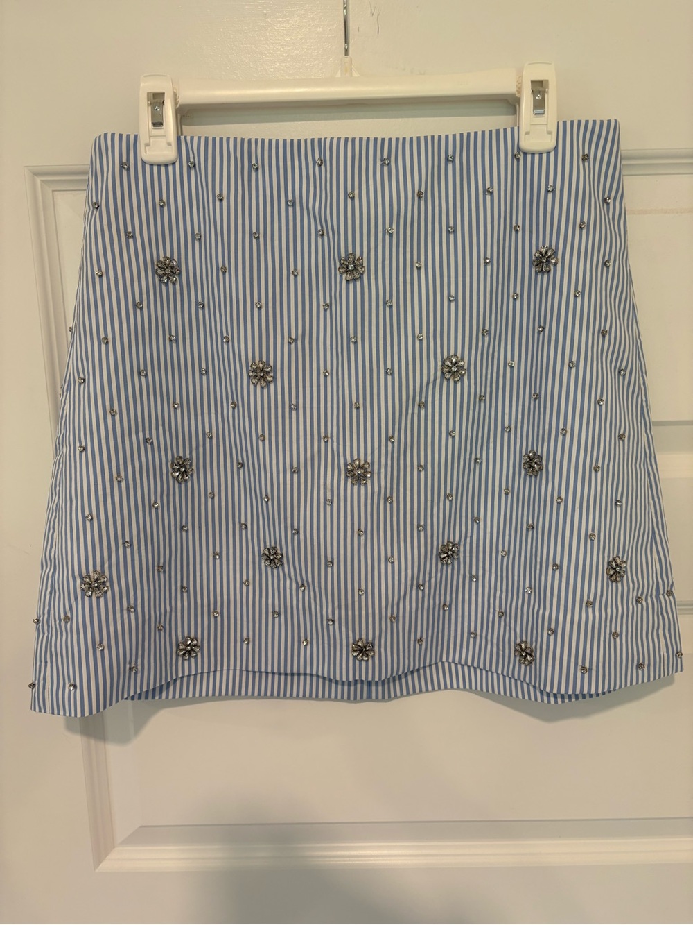 J. Crew Blue Striped Embellished Mini Skirt